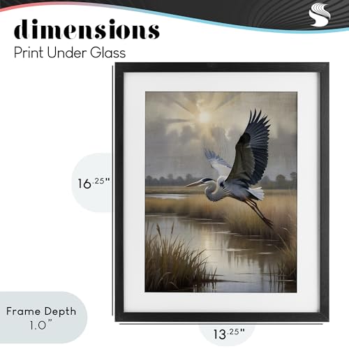 Cadre Heron Flight Stupell Industries 33x40 cm sous verre noir