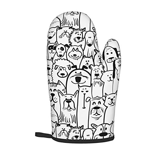 Funny Cute Dog Sheep Oven Mitts And Pot Holders Set Heat Resistant Oven Glove And Potholder Kitchen Microwave Gloves For Baking Bbq Grilling Cooking Oven Mitts #TOP7
