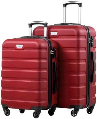 COOLIFE 2-Teiliges Kofferset, M+L, PC+ABS, Hartschale, Leicht Robuster | Rollkoffer mit 360° Spinner Räder, YKK Reißverschluss, TSA Zahlenschloss, Ideale Begleiter für Familienreis