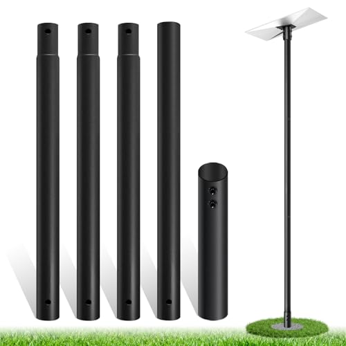 11FT Starlink Pole Mount,1.9' Diameter Thickened Outdoor Heavy Duty Galvanized Steel Weather Station Mounting Pole,with Bottom Fixed Bracket,Universal Size Suitable for Starlink Pipe Adapter, Black