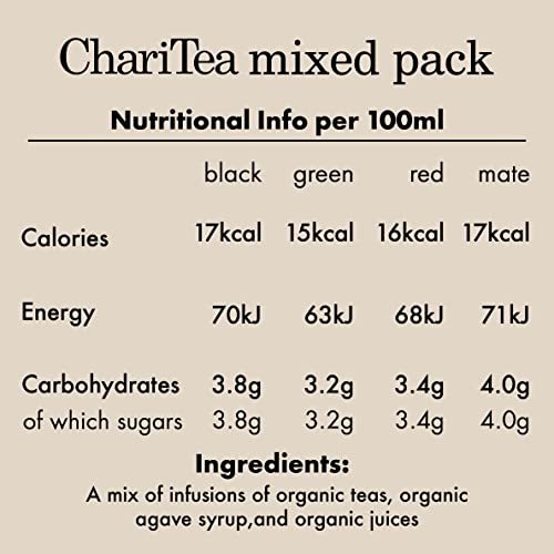 ChariTea Iced Tea: Mixed 12 Pack, 4 flavours (Red, Mate, Black, Green) - 12 x 330ml