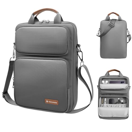 Kailaien 10-13 Inch Tablet Sleeve Bag, Ipad Bag for 13 In/11 in New iPad Pro M4 & 13 in Air M2 2024,iPad Pro 12.9 M2&M1,Ipad 10.9,Galaxy Tab S8+/S9+ 12.4,with Removable Shoulder Strap(Gray)