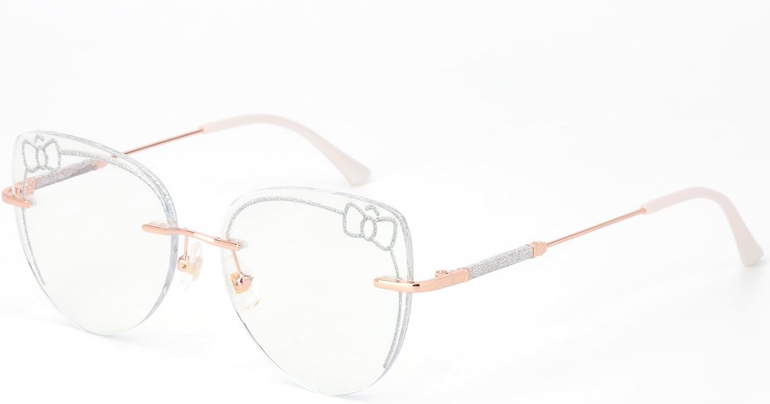 Rimless Cat Eye Blue Light Glasses for Women