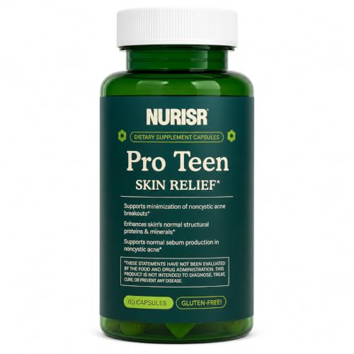 NURISR - Acne Supplements for Teenagers with Vitamins A, B, C, E & Biotin for Clear, Radiant Skin, Supports Balanced Oil Production & Healthy Glow - Gluten-Free, 60 Capsules