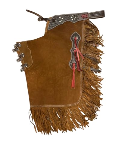 Custom Made Leather Fashion Chinks with Hand Tooled Yoke Set for Men Women Kids Small Medium Large LC-149 (Kids)