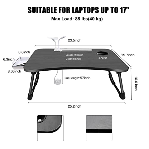 Laptop Bed Desk,Portable Foldable Laptop Lap Desk Tray Table With Usb Charge Port/Cup Holder/Storage Drawer,For Bed/Couch/Sofa Working, Reading #TOP3