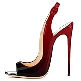  EDEFS Femmes Haute Talon élégant Boucle à lanières Sandales Chaussures Pointure - Rouge - T.39