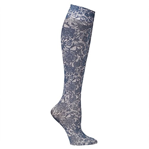 Image of Celeste Stein Womens Moderate Compression Knee High Stockings -Navy Lace,One Size,CMPS-2-2077
