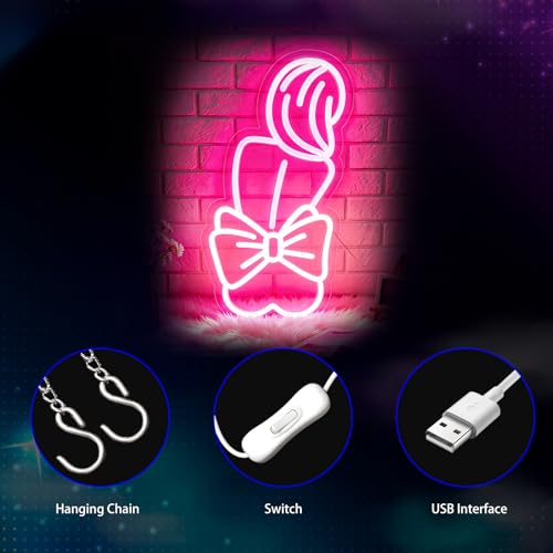 Image of Lady Neon Sign, Neon Signs for Wall Decor - Pink LED Signs for Bedroom, Girls Room, Salon, Home Decor - USB Powered Light Up Sign Decorations Gift