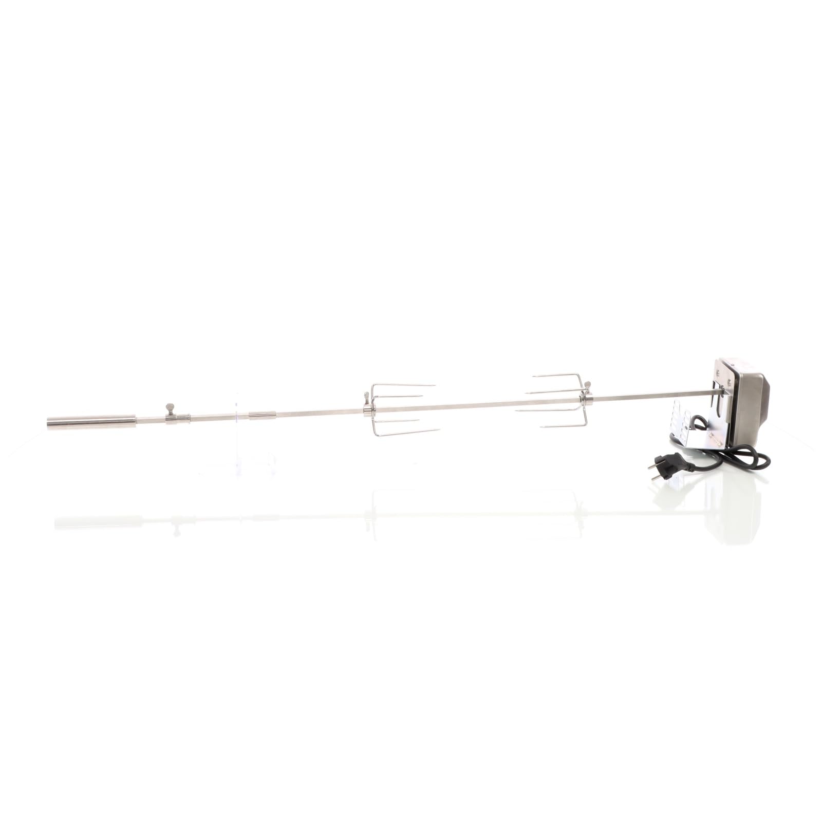 WilTec Pincho BBQ Grill 97 cm Acero Inoxidable con 2 Agujas de Carne pincho Giratorio brocheta Parrilla