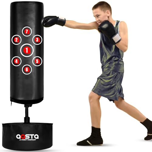 NAIK Junior Freestanding Punch Bag with Boxing Gloves (Black)