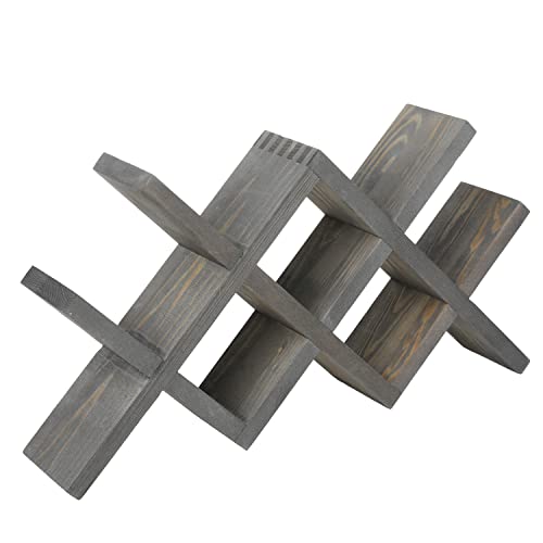 Mygift Vintage Gray Solid Wood Countertop Wine Rack, X Design Freestanding Wine Bottle Holder Display Storage - Holds 7 Bottles #TOP5