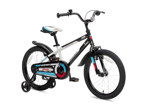 Image of ACEGER Simon Kids Bike for Boys Girls Toddlers, Unisex for Aged 3-13 Years, 12 14 16 18 Inch Children Bicycle with Training Wheels, 20 Inch Bike with Kickstand