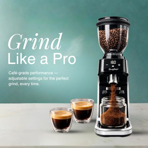 Image of Electric Coffee Grinder, 300 Grams Bean Capacity, 150 Watt Powerful Motor, 30 Grind Settings, Touch Interface, Adjustable Timer, Ideal for Ground Coffee-Espresso, Cappuccino, Americano