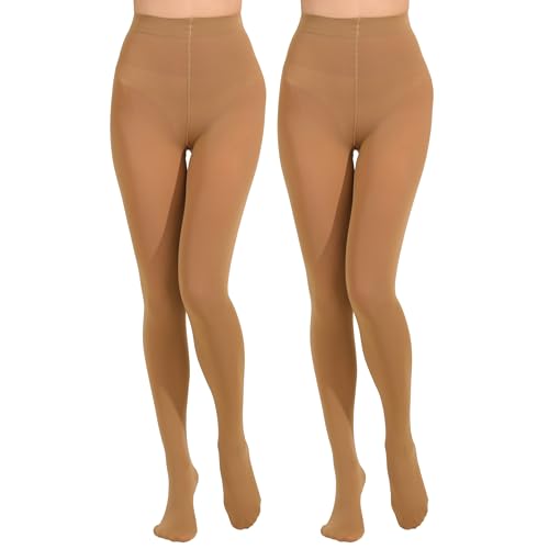 Image of Paralinda 2 Pairs Women's Solid Color Tights 80D, Soft Opaque Microfiber Tights