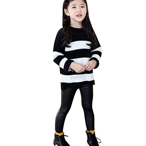 BILIKEYU Baby Toddler Girls Leather Leggings Elastic Waist Slim Fit Stretchy Pants for Kids 1 to 5 Years