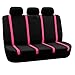 FH Group Car Seat Covers Full Set Cloth - Universal Fit Washable Automotive Seat Covers, Low Back Front Seat Covers, Solid Back Seat Cover for SUV, Sedan and Van Pink