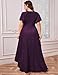 ZOMVA Plus Size 1X-4X Sparkly Glitter Formal Maxi A Line Dress Sparkle Wrap Ruffle Sleeve Prom Dresses Cocktail Evening Gown, Purple, 2X