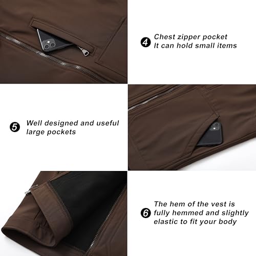 Image of VtuAOL Men's Lightweight Softshell Vest Outdoor Quilted Vest Sleeveless Jacket for Travel Hiking Golf