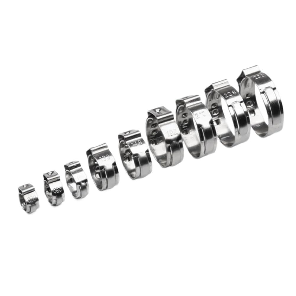 Set di fascette stringitubo a orecchio singolo, 130 pezzi, con 1 morsetto per tubo flessibile, in acciaio inox, 7-21 mm