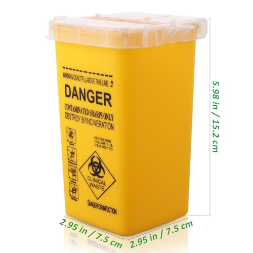 SUPVOX Scharfer Abfallbehälter, Scharfer medizinischer Kunststoff-Entsorgungsbehälter, Tattoo-Kunststoff-Scharfer Behälter, Tattoo-Schneidkanten-Abfall-Minibox (1 Stück, Gelb)