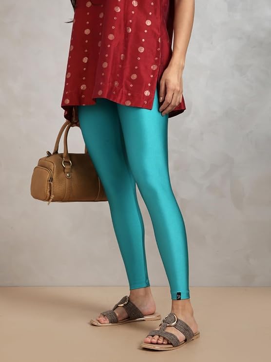 Image of TWIN BIRDS Shimmer Leggings for Women | Shiny Stretch Ethnic Wear Pants