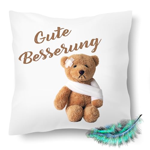 Print Deluxe Kissen Gute Besserung Teddybär verletzt, Krankengeschenk, Krankenkissen| Kuschelkissen| Fotokissen | Motivkissen | Kissenhülle...