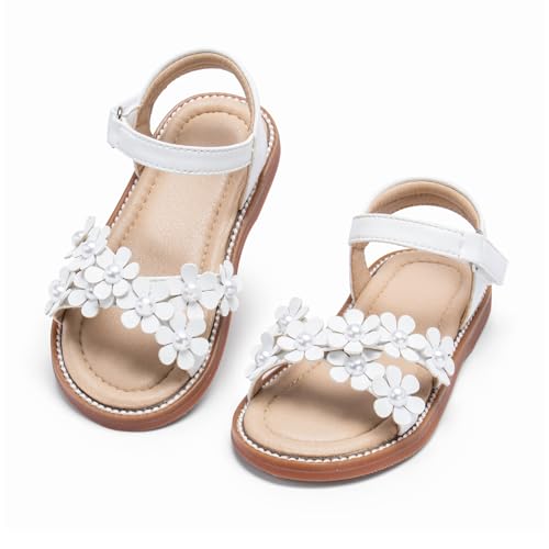Image of Kolan Toddler Girl Sandals Open Toe Flat Princess Dress Shoes Little Kids