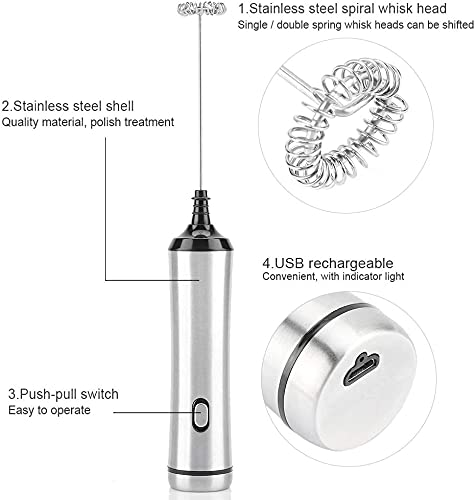 WPHGS Melkfolie - Handheld oplaadbare melkfolie, roestvrijstalen koffie-folder met standaard voor koffie, latte… - Image 4