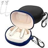 [2 Pack] easyBee Case Compatible with Soundcore Life P3 Charging Cover, with 2 Keychain and 2 Anti-Lost Strap, Soft Liquid Silicone Ultra Thin Shockproof Protective Kit - Black Blue