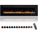 Picture of Valuxhome Wall Mounted and Recessed 60 Inches Electric Fireplace Inserts with Remote Control, 13 Flame and Flue Bed Colors, Fireplace Heater for Indoor Use,750/1500W