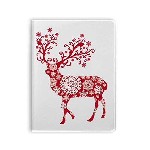 Carnet de notes souple rouge à motif cerf et flocon de neige pour l'écriture