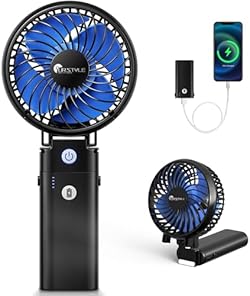 ハンディファン 手持ち扇風機 静音【20dB静音・強力送風・5200mAhモバイルバッテリー】 携帯扇風機 充電式 ハンディ扇風機 静音 小型扇風機 強力 USB扇風機 Type-C 最大35時間動作 6段階風量調節 手