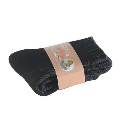HUBGFEQ 1/3Pairs Winter Warm Women Socks Wool Male Sock Super Thicker Solid Merino Against Cold Snow Terry-Black-1Pair