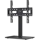 Universal TV Stand, Swivel TV Stand Base Fits Most 37 to 70 Inch LCD LED Screens, 9 Levels Height Adjustable Table Top TV Stand with Tempered Glass Base, Holds up to 88lbs, Max VESA 600x400mm