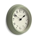 Jones Clocks® Frieze orologio da parete | Piccolo elegante orologio rotondo classico | 23cm | Verde salvia | Bel design ideale per la cucina, soggiorno, camera da letto, spazi grandi o piccoli