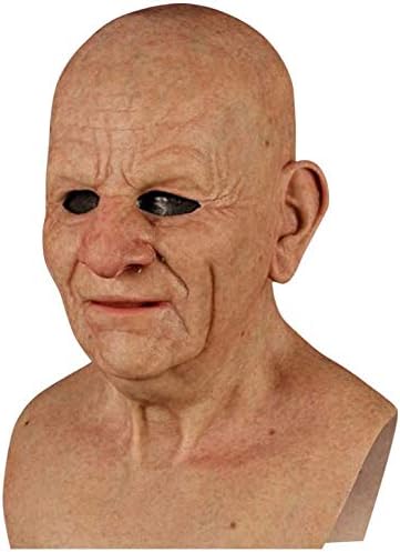 Elder Men Chinless Latex Mask Headgear for Masquerade Party
