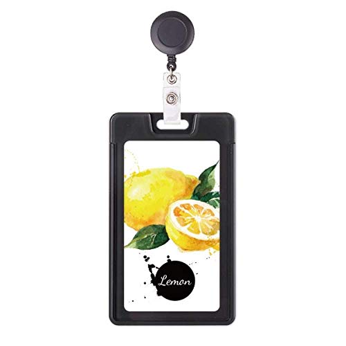 Funda retráctil para tarjetas con diseño acuarela de limón y cordón extensible