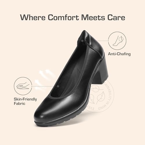 DREAM PAIRS Women's Chunky Closed Toe Low Block Heels Work Pumps Comfortable Round Toe Dress Wedding Shoes,Size 6W,Black,DWUWPU2502 - Image 3