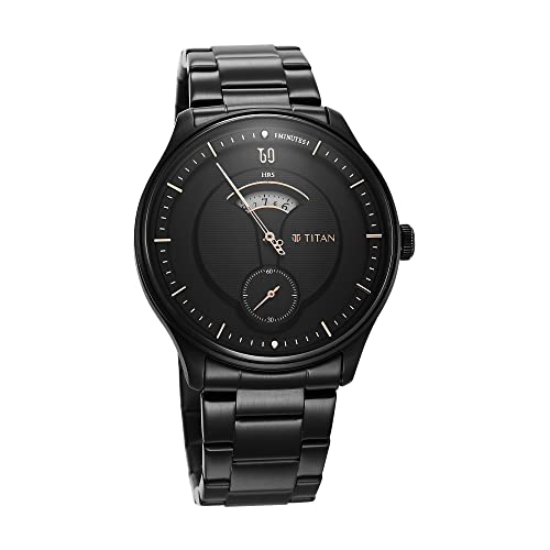 Image of Titan Quartet Quartz Analog Black Dial Black Stainless Steel Strap Watch for Men - NT1890NM01
