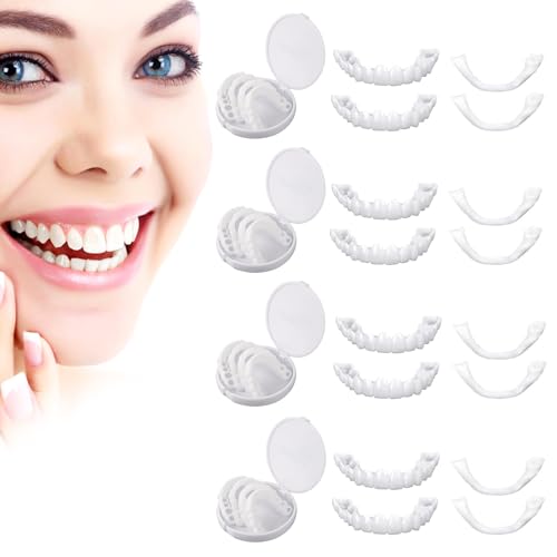 4 Pcs Dientes Postizos Temporales Carillas Dentales Ajustables Para Cubrir Dientes Picados Dentaduras Postizas Ajustables Carillas Dentales Dientes Postizos Carillas Dentales Ajustables