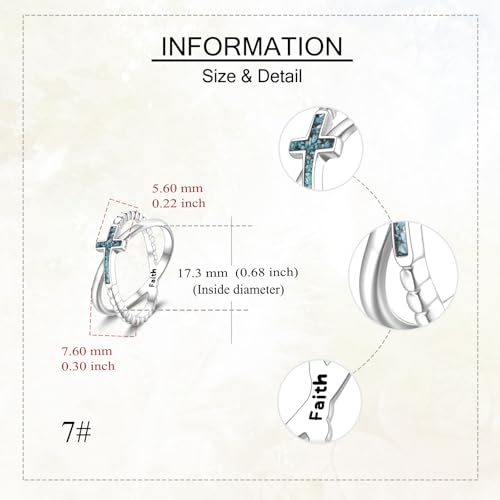 Bague chrétienne turquoise argent 925 contre le ternissement - 3