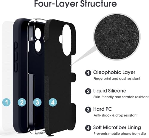 Image of mobistyle Designed for iPhone 16 Plus | Soft Silicone Liquid Protective | Microfiber Lining Phone Back Cover Case for iPhone 16 Plus (Black)