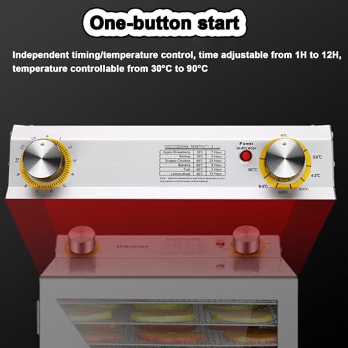 Oiyekntd Kommerzieller großer Dörrautomat mit 12/18 Tabletts, 800 W Trockner aus Edelstahl, bis zu 90 °C Temperatur, Dörrgerät für Fleisch, Obst, Rindfleisch, Kräuter und Tiernahrung,18Layer – Bild 6