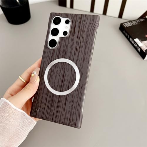 Coque Samsung S22 rigide grise ultra mince avec design grain de bois unique