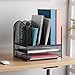Safco Onyx Desk Organizer, 6 Vertical Compartments and 2 Trays, Office and Classroom Mailbox , Paper and Mail Sorter, Steel Mesh, Black