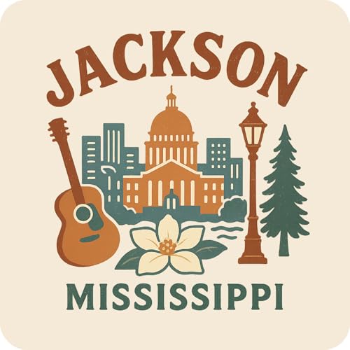 Jackson Mississippi Souvenir Vinyl Magnet – Destination Travel Keepsake Collectible 3-Inches Wide