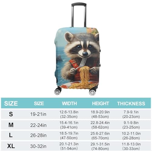 Cute Raccoon Eat Spaghetti Travel Luggage Cover Suitcase Protector Baggage Covers for Men Women XL2