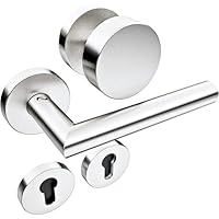 Sempro Wechselgarnitur Livia R2 – Edelstahl Türbeschlag mit festem Türknopf, Drückergarnitur für Eingangstüren & Zimmertüren