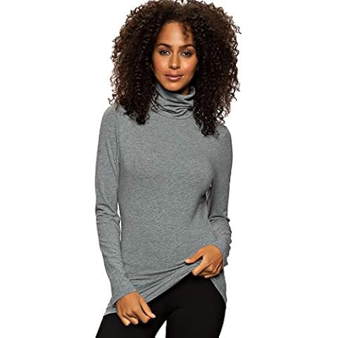 Felina | Long Sleeve Cotton Modal Turtleneck | Base Layer (Medium Heather Gray, Medium) Cover